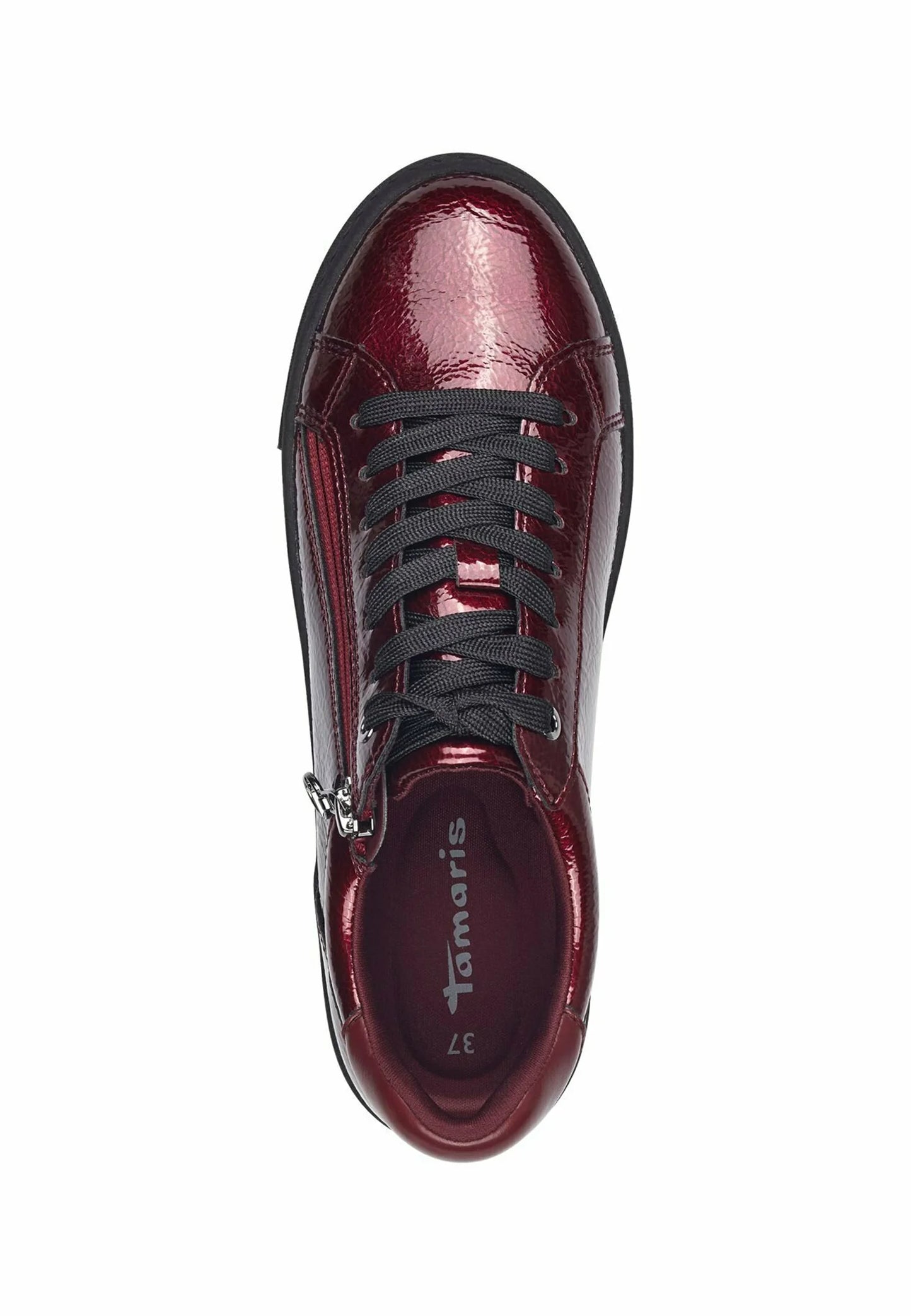 Tamaris lace trainer Bordeaux patent 23313