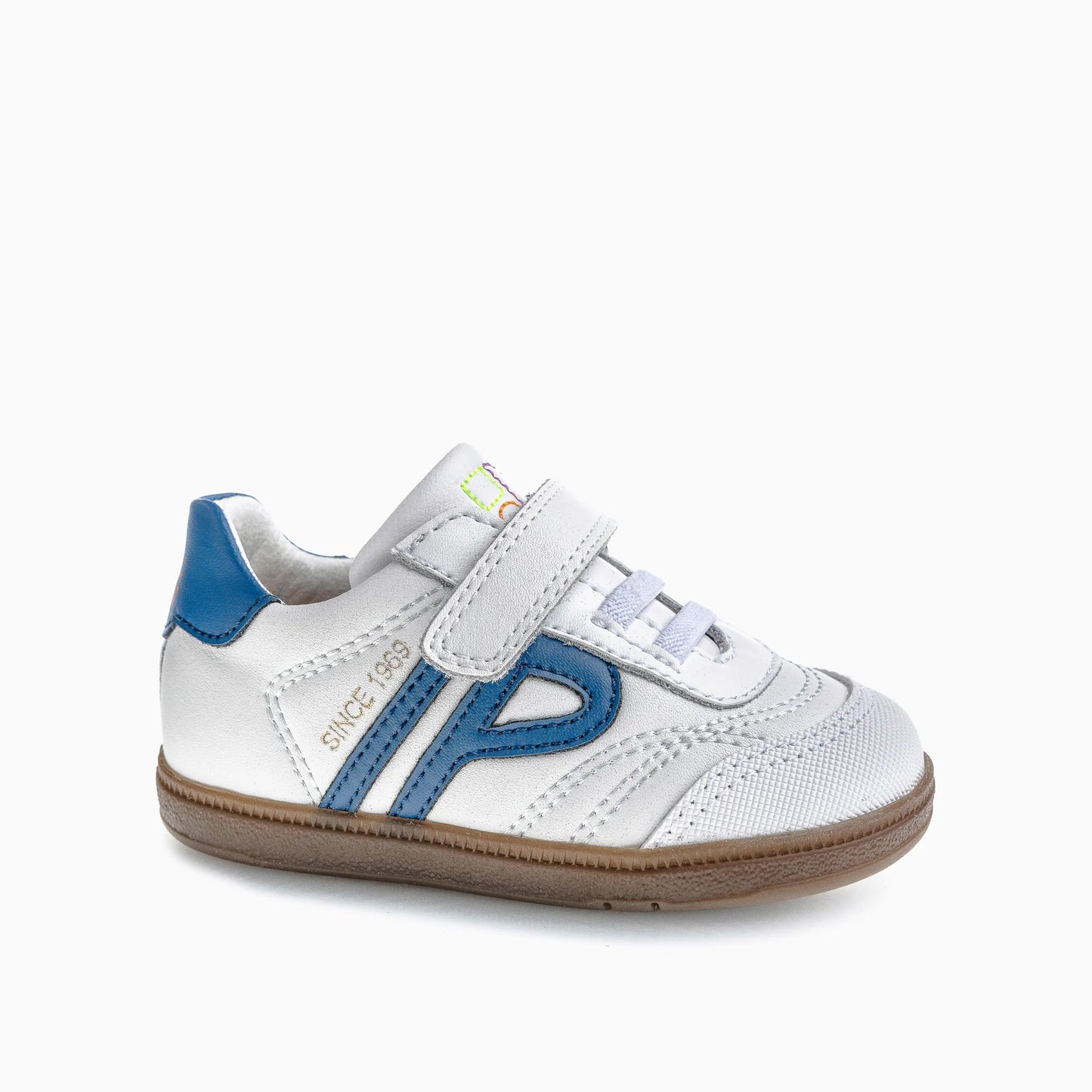 Pablosky velcro trainer white blue - 062304 - Kirbys Footwear Ltd