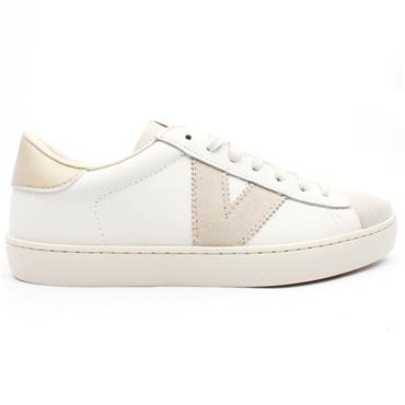 Victoria trainer white beige leather - 1126142 - Kirbys Footwear Ltd