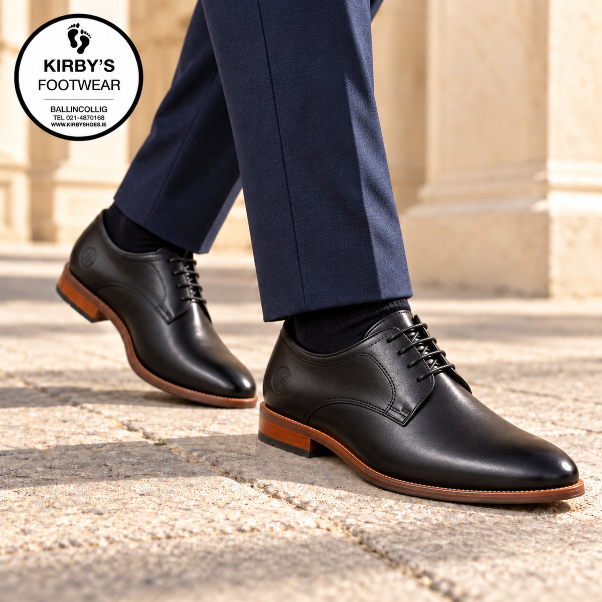 NINETY78 NTY047 Men's Leather Lace-Up Shoes – Black