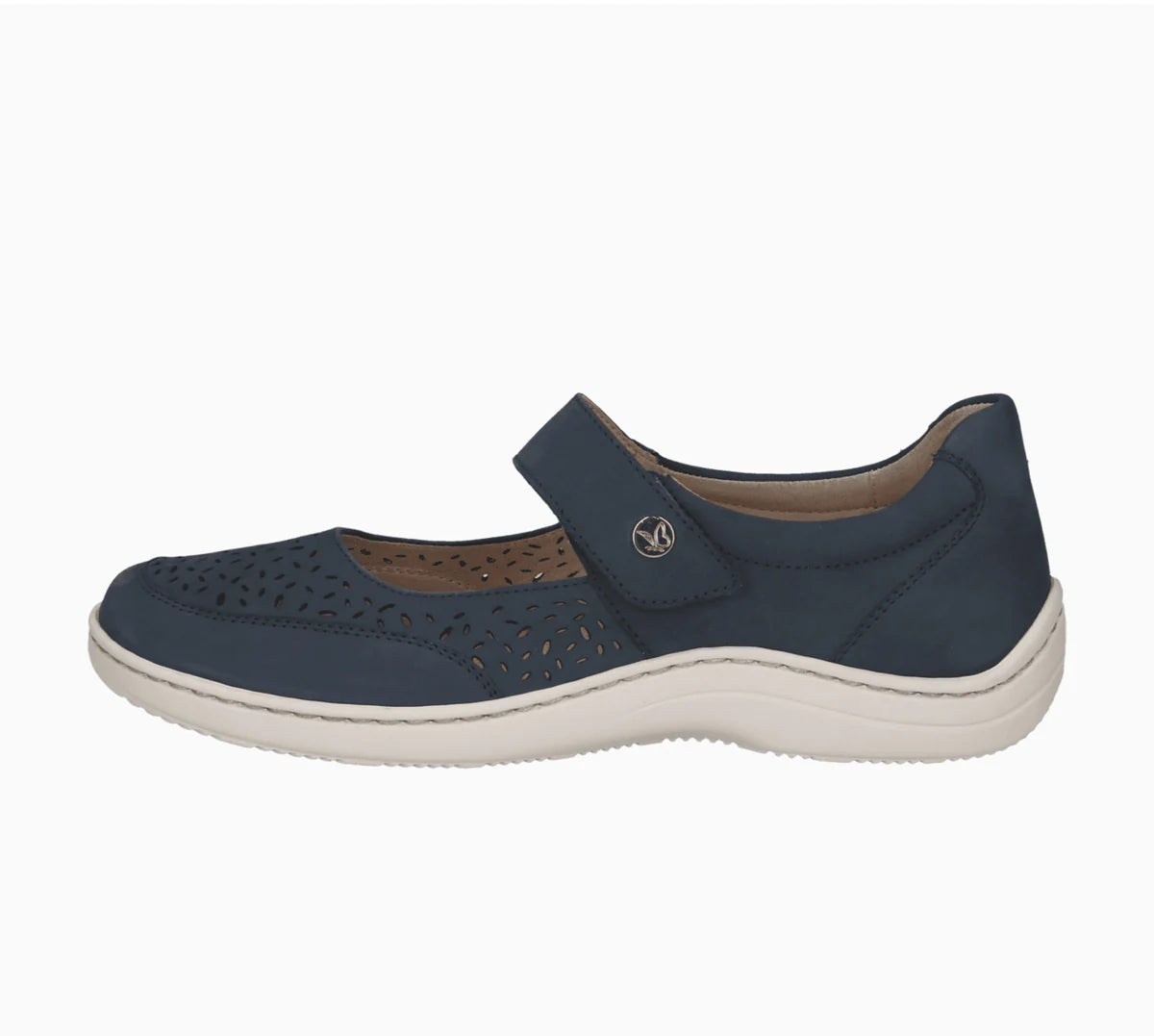 Caprice navy strap shoe 22156