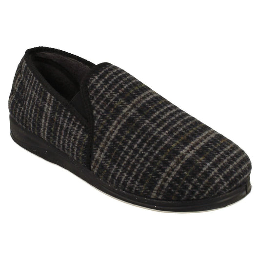 Padders slipper Albert grey black check