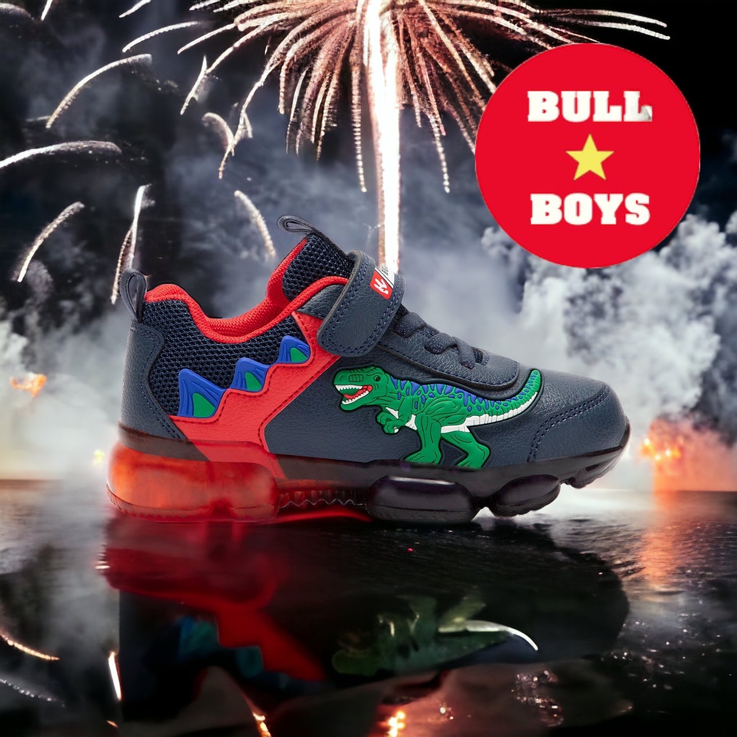 Lelli Kelly Bull Boys T-Rex navy lights