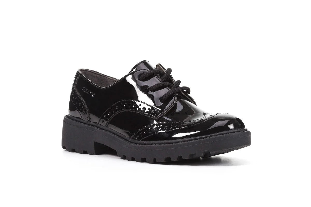 Geox Casey black patent lace