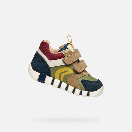 Geox Iupidoo velcro navy pistachio - Kirbys Footwear Ltd