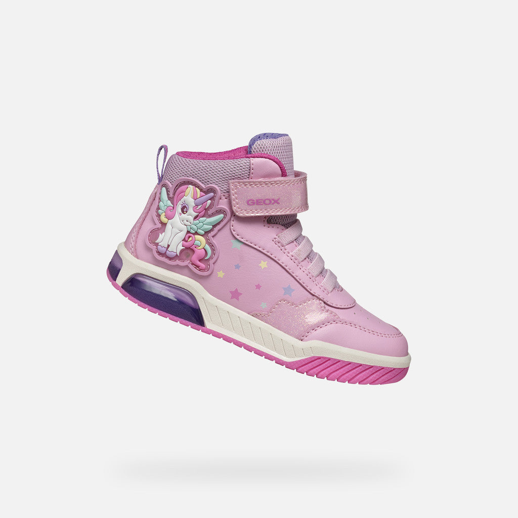 Geox high top lights Inek unicorn pink