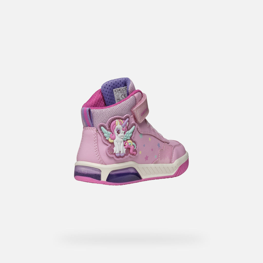 Geox high top lights Inek unicorn pink