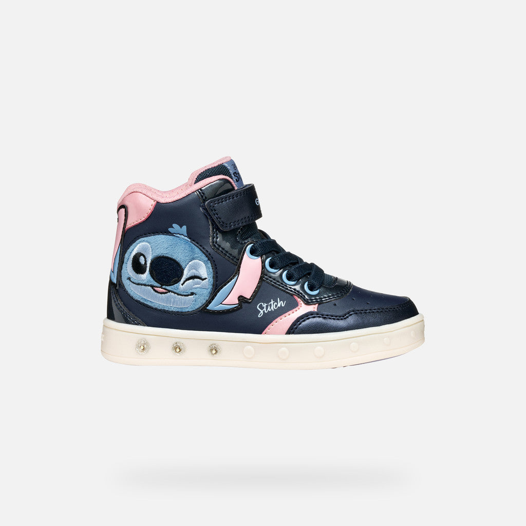 Geox Stitch high top lights Skylin navy pink