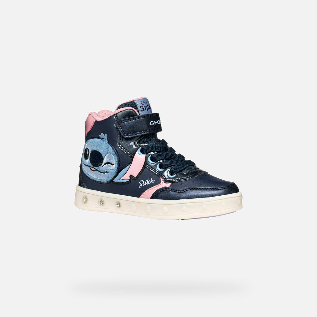 Geox Stitch high top lights Skylin navy pink