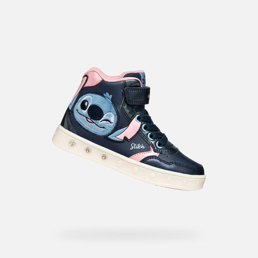 Geox Stitch high top lights Skylin navy pink