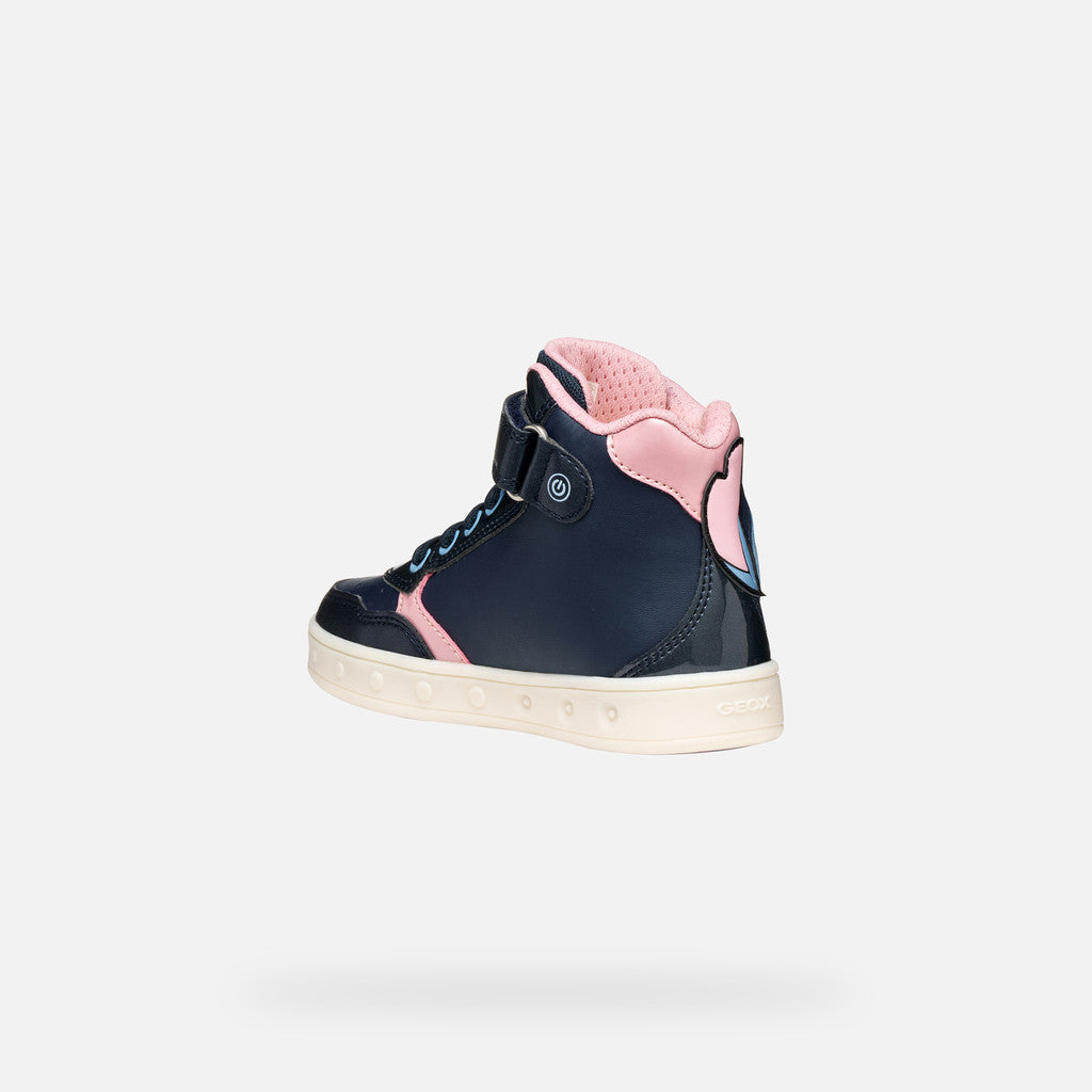 Geox Stitch high top lights Skylin navy pink