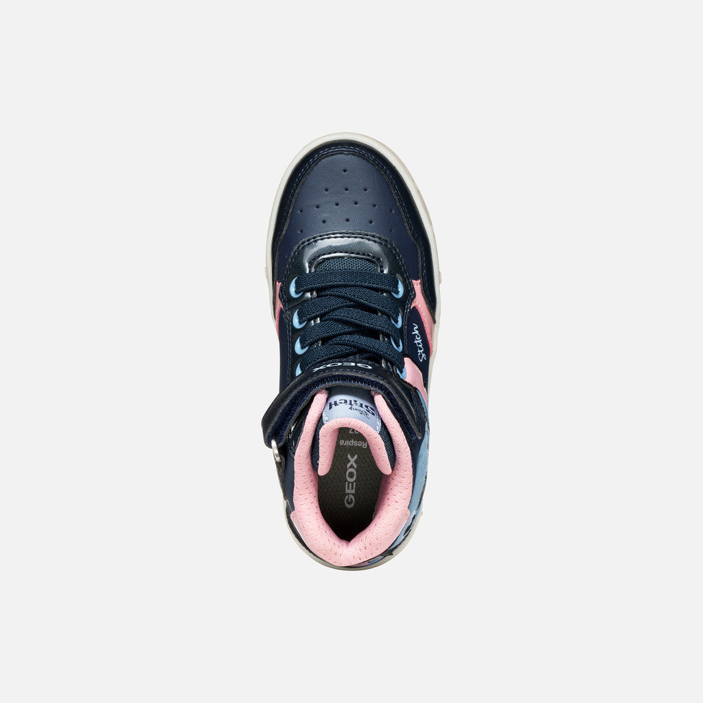 Geox Stitch high top lights Skylin navy pink