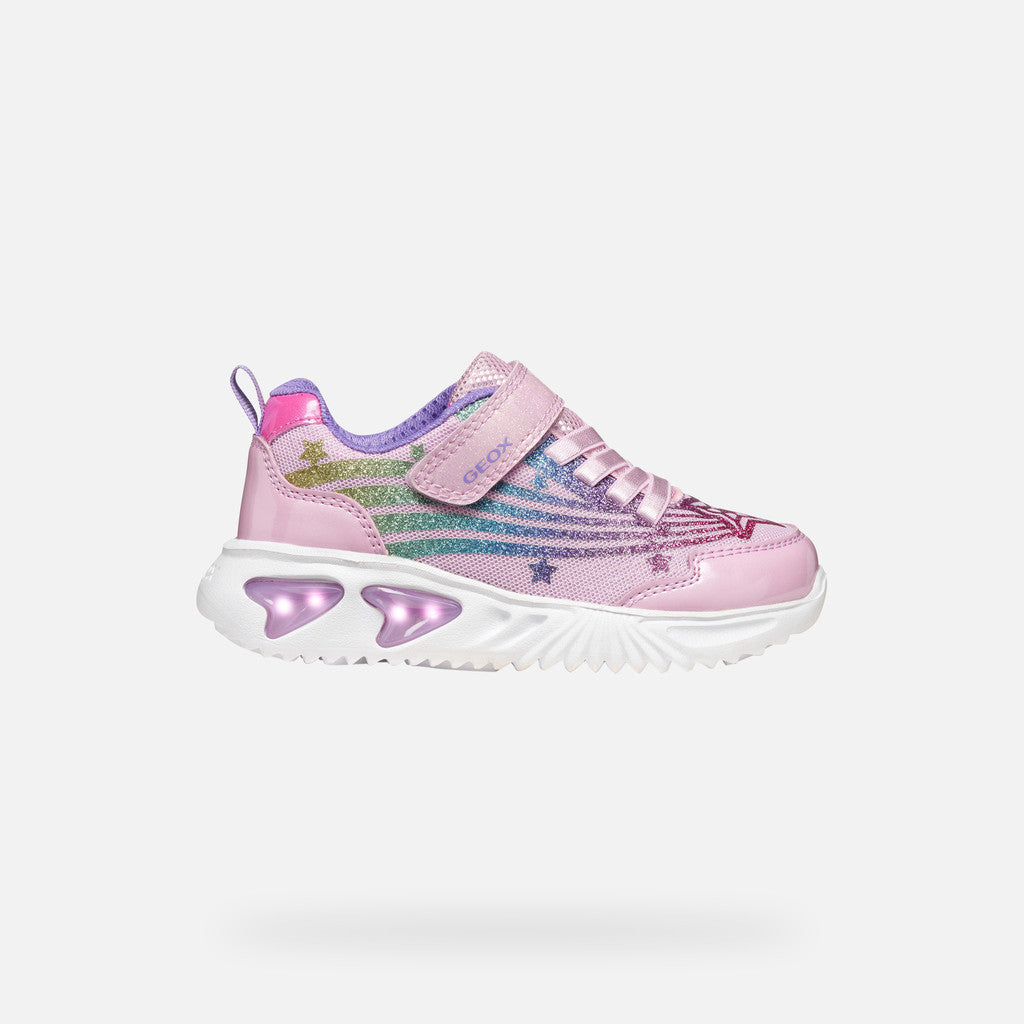 Geox Assister pink rainbow lights