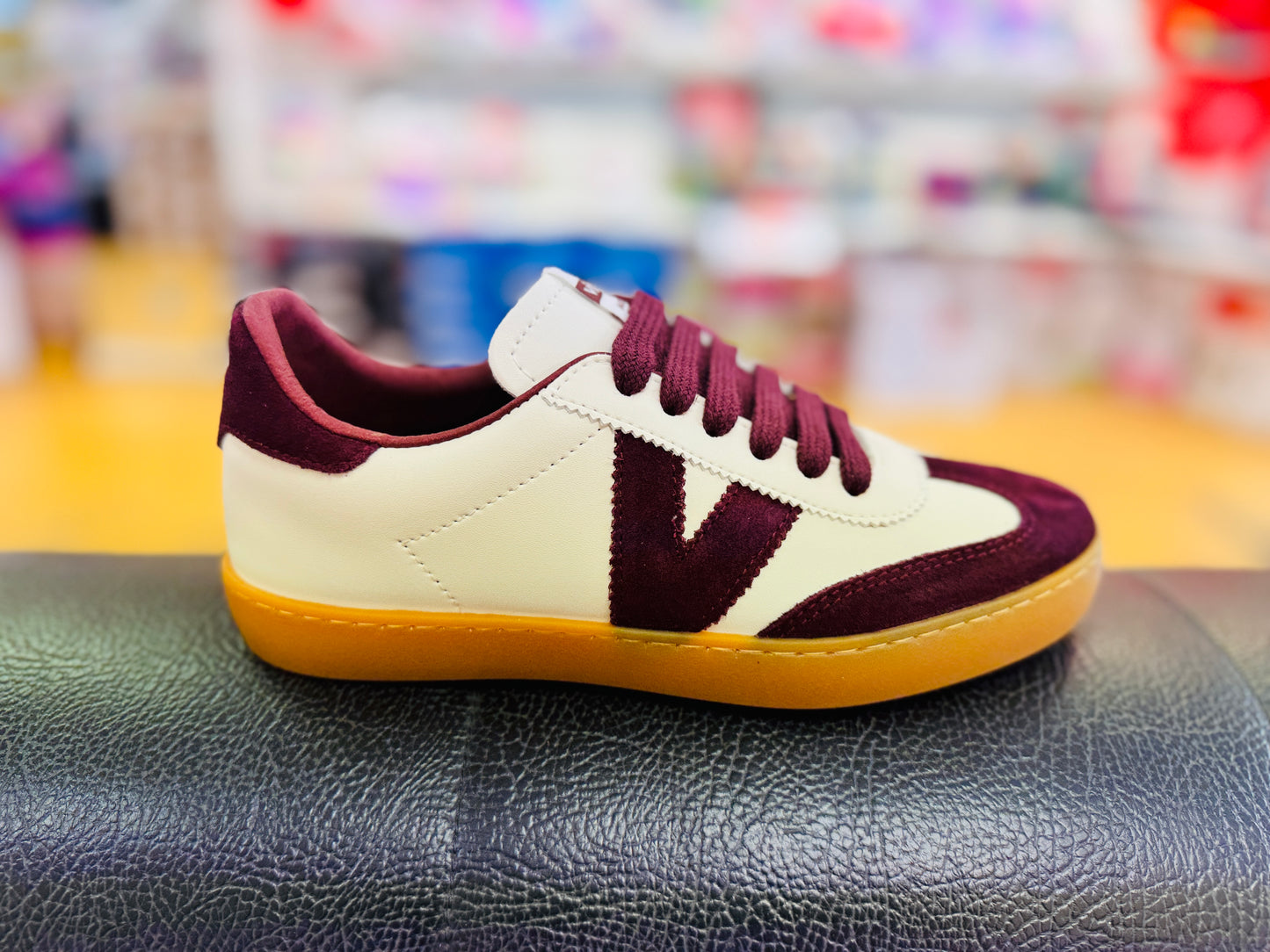Victoria trainer white burgundy leather - 1126207