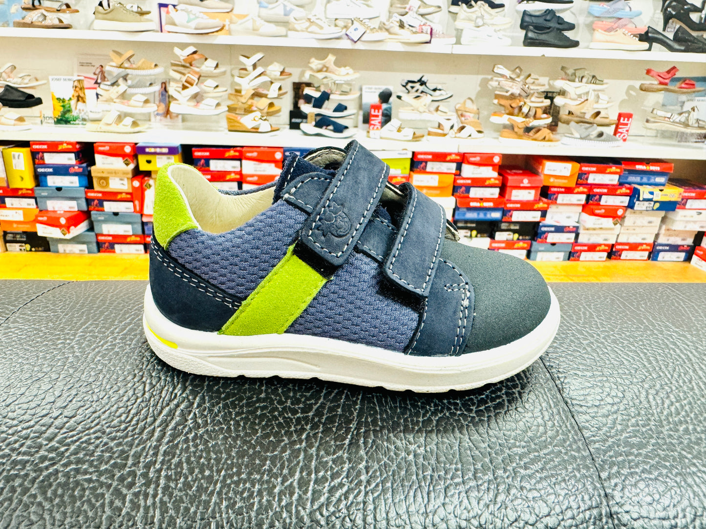 Ricosta Riley navy green leather velcro