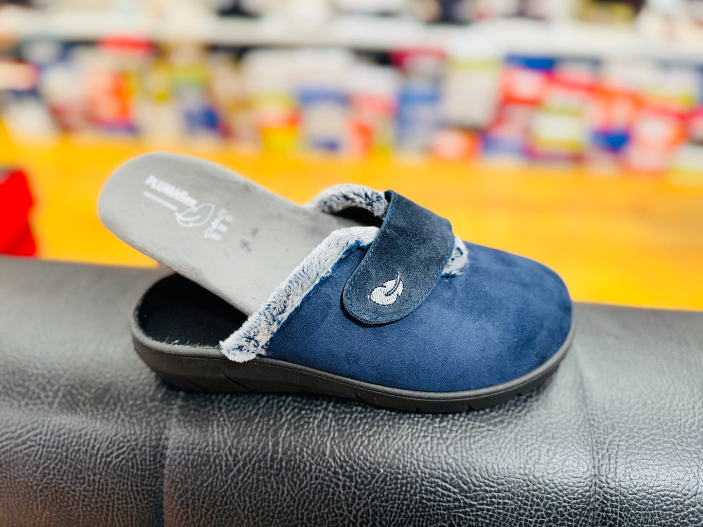 Plumaflex slipper - 14113 - navy velcro - Kirbys Footwear Ltd