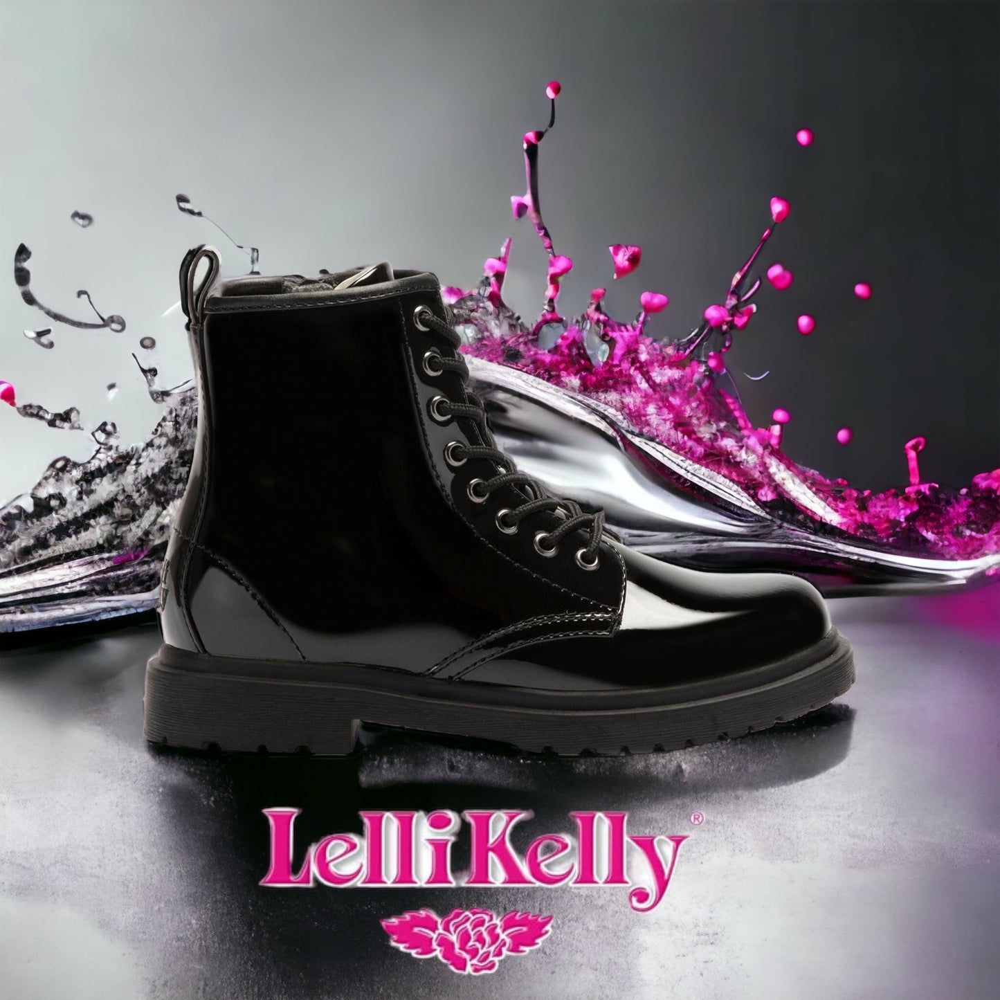 Lelli Kelly Harper boot black patent - side zip