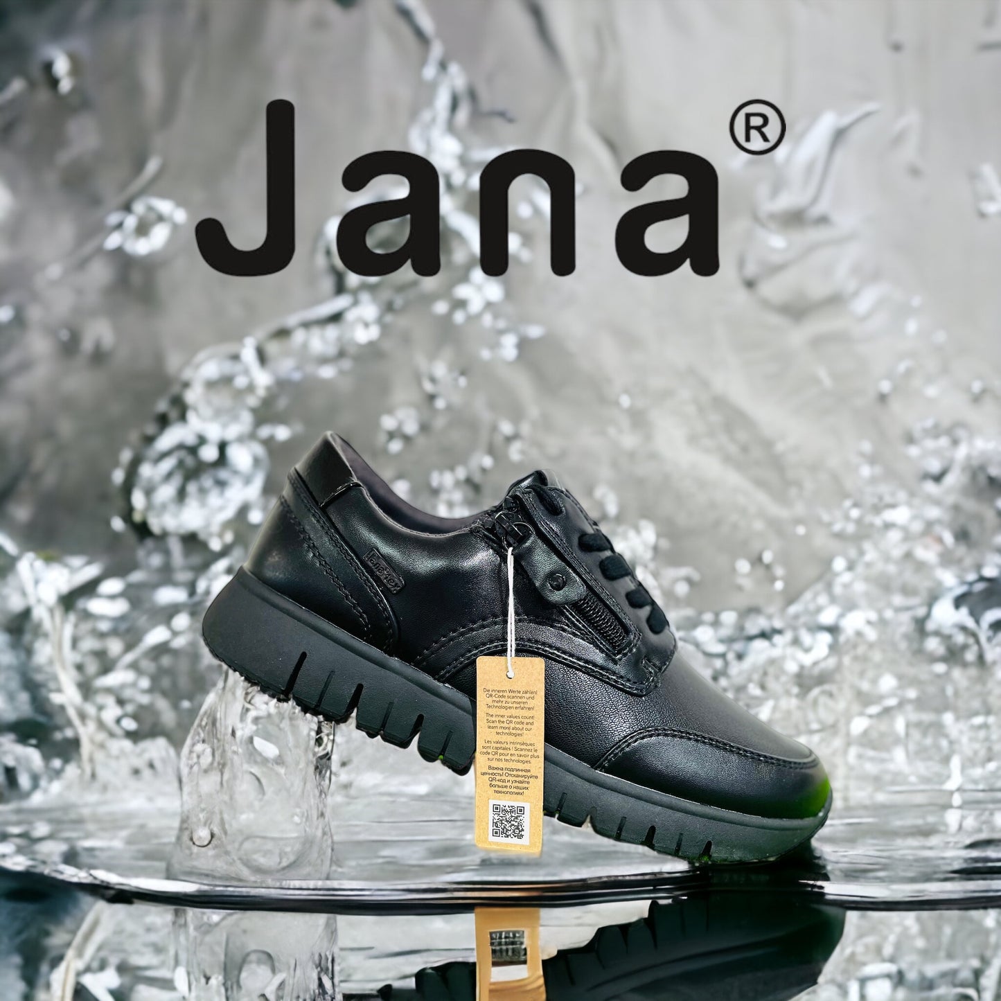 Jana waterproof trainer black 23765