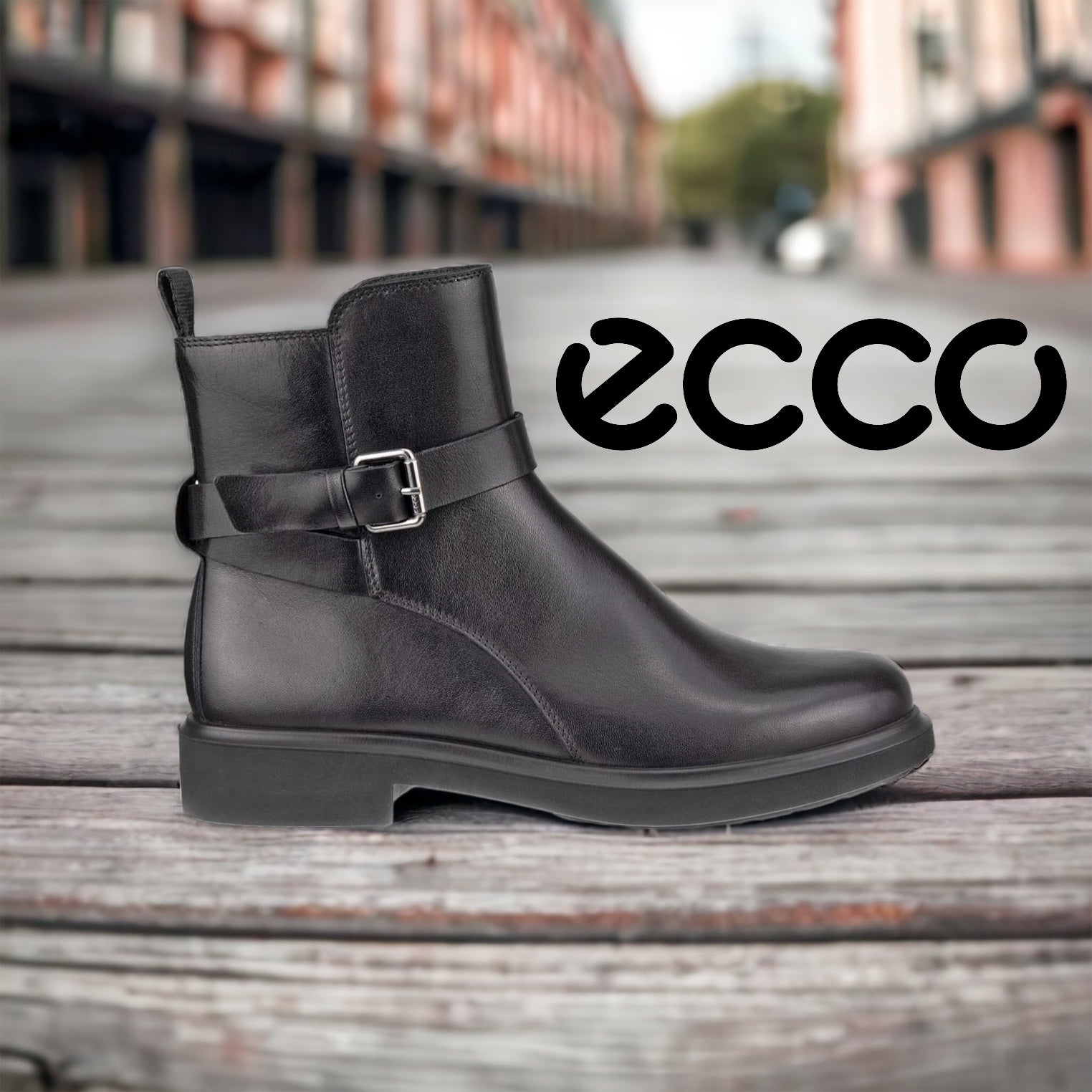 Ecco Amsterdam 222013 black leather with zip waterproof