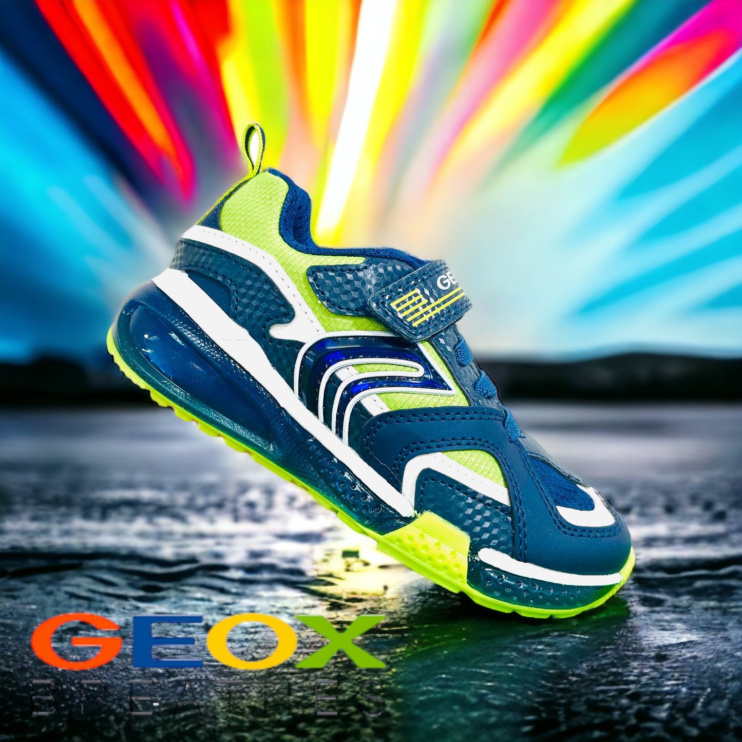 Geox Bayonyc navy lime lights