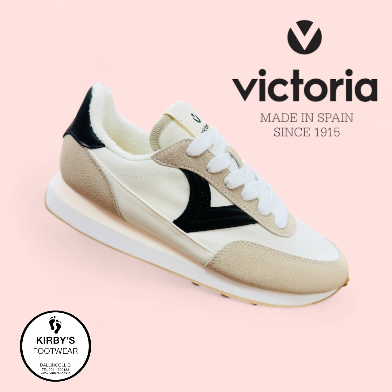 Victoria trainer black white - 1138100 - Kirbys Footwear Ltd