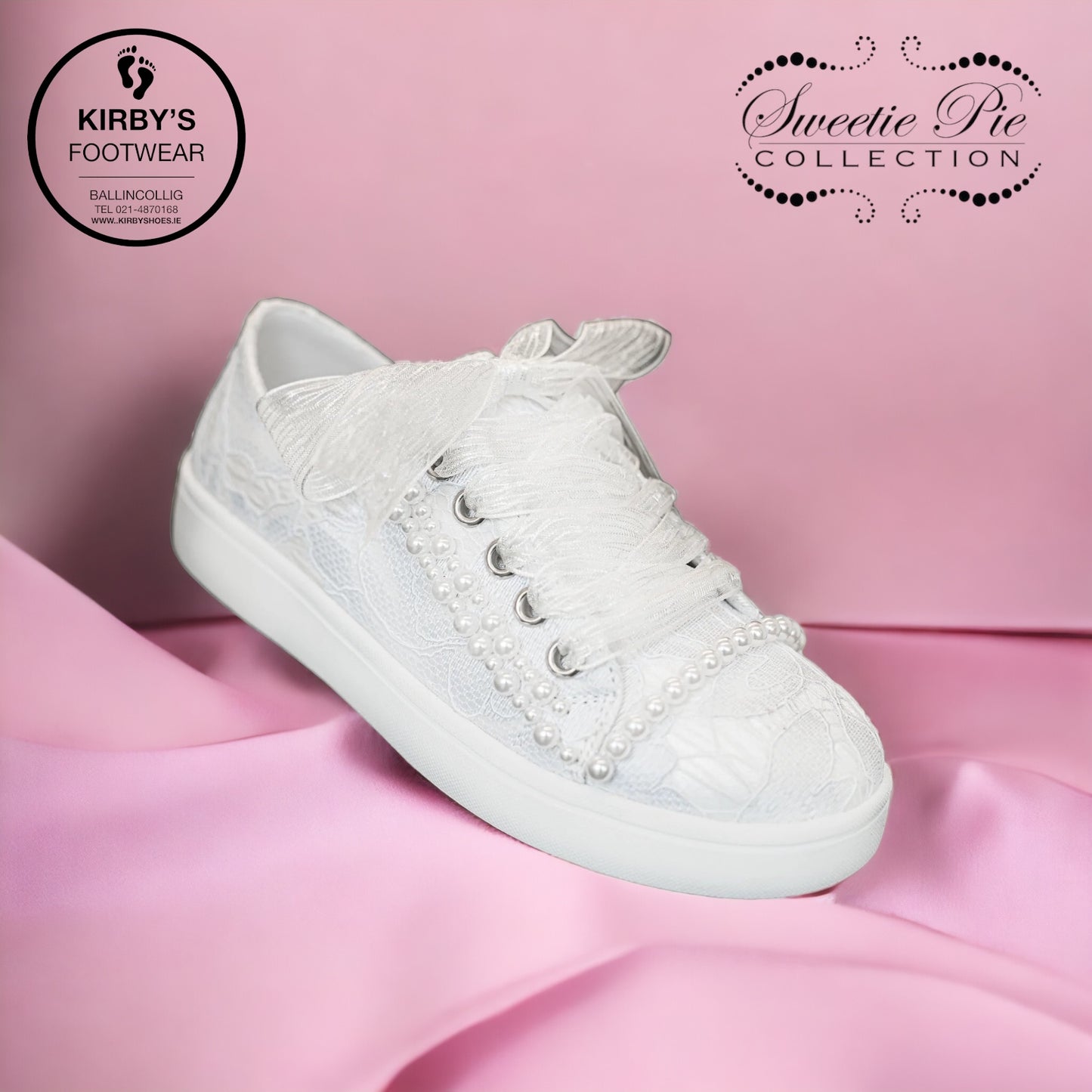 Sweeties Tiana white lace pearl communion