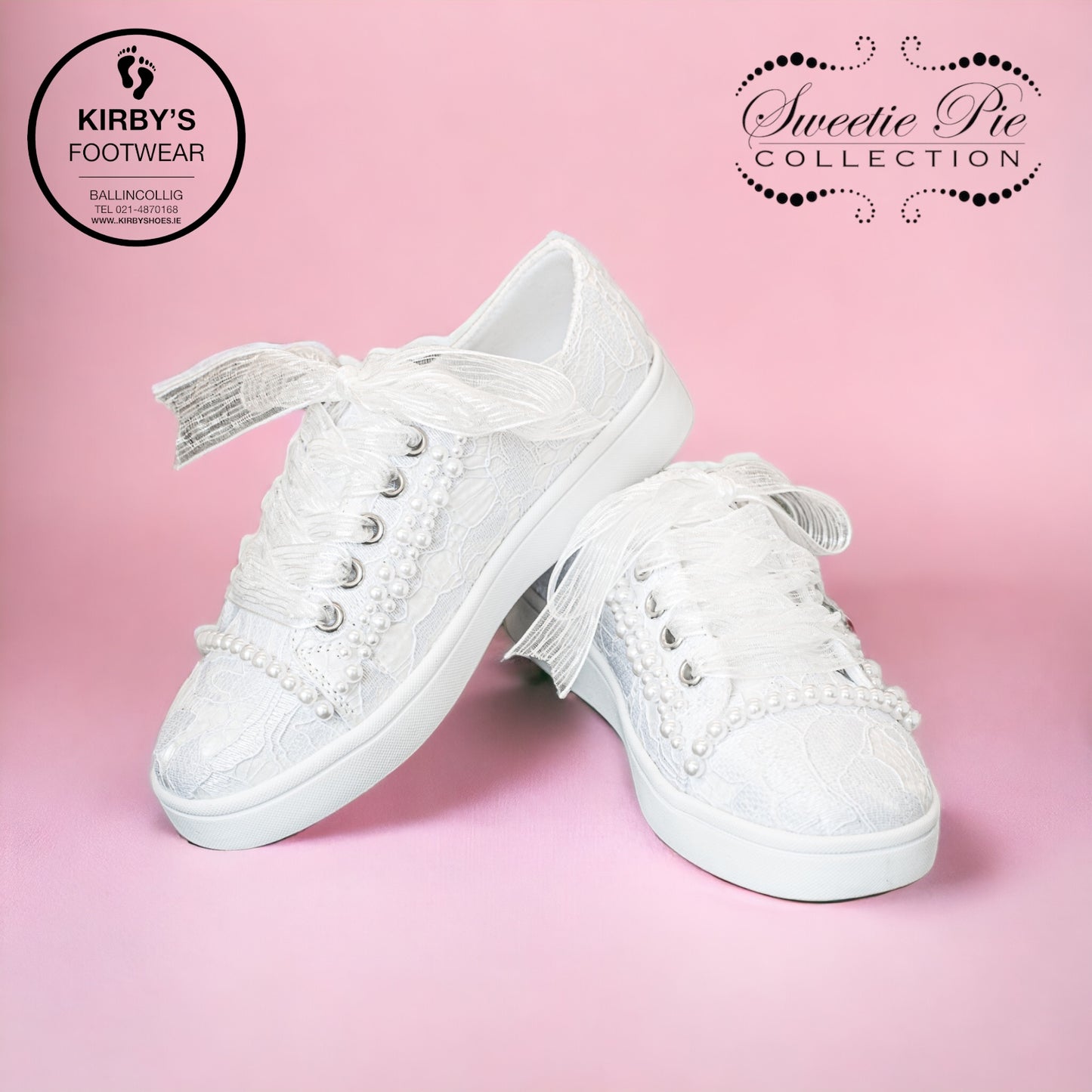 Sweeties Tiana white lace pearl communion