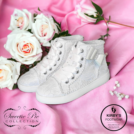 Sweeties Raya white lace communion - Kirbys Footwear Ltd
