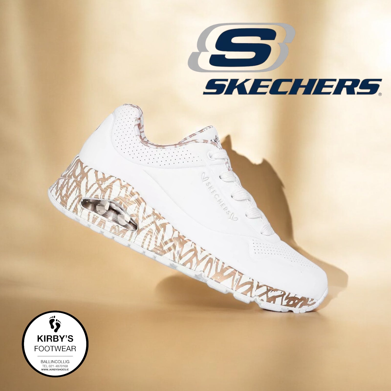 Skechers Uno loving love white gold – Kirbys Footwear Ltd