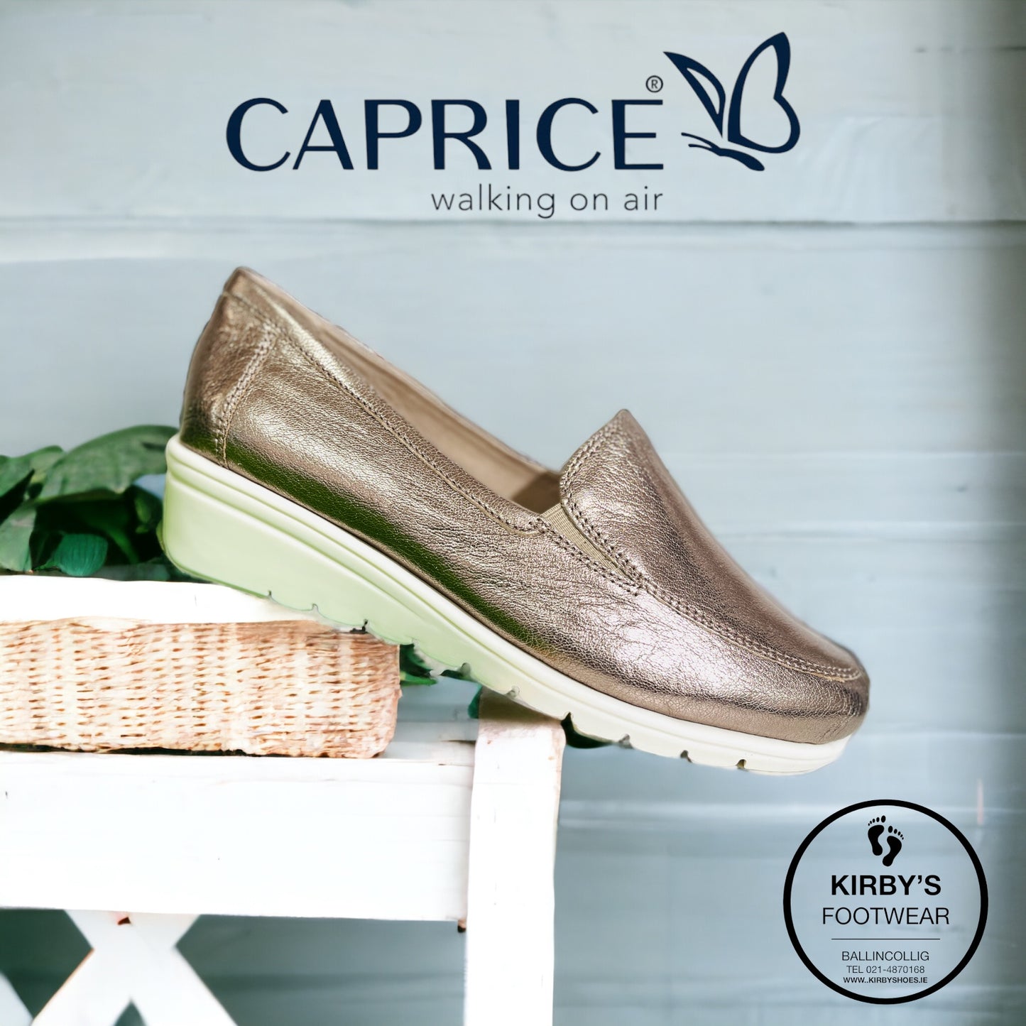 Caprice slip on gold leather