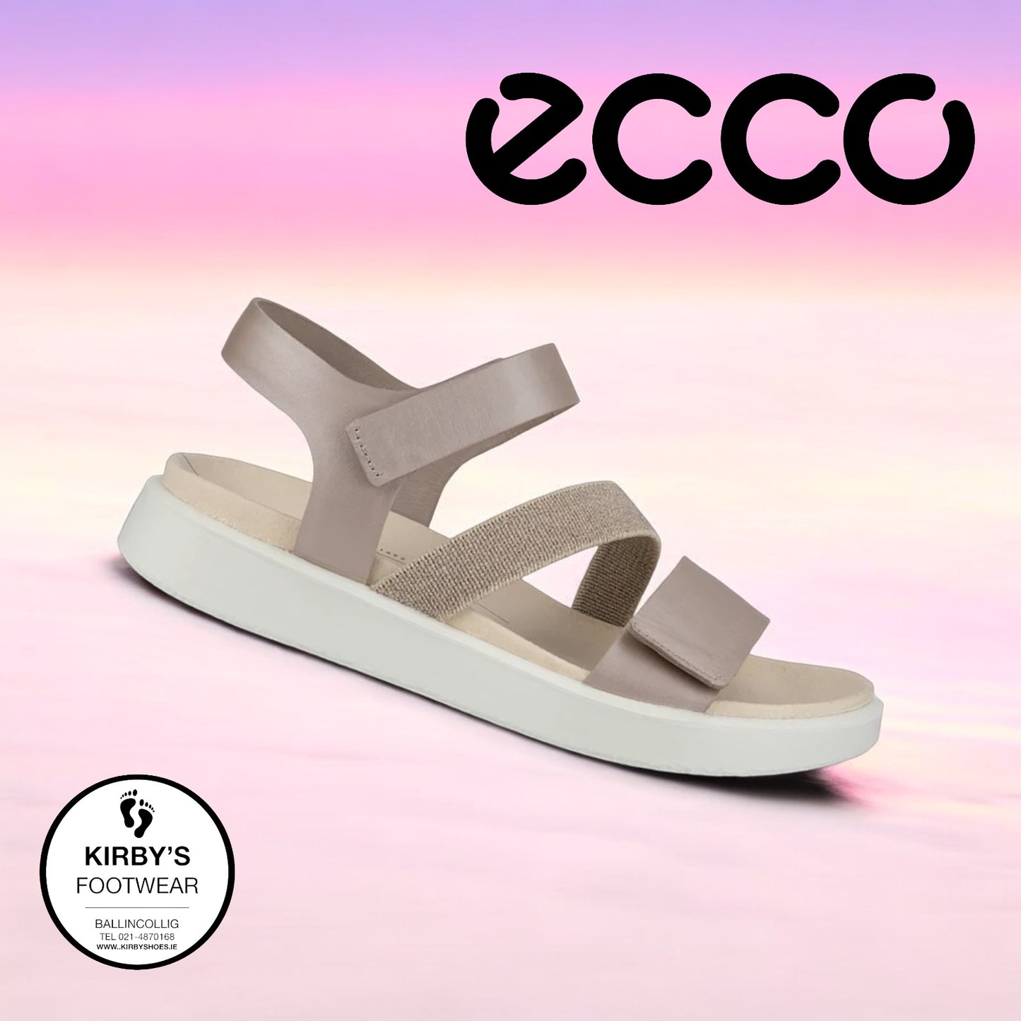 Ecco sandal flowt grey rose metallic