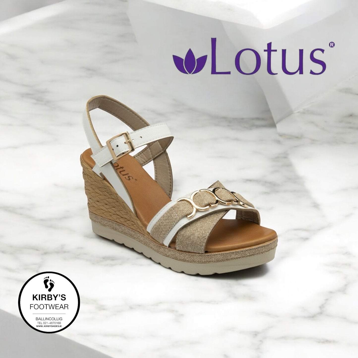 Lotus Solena wedge sandal - White