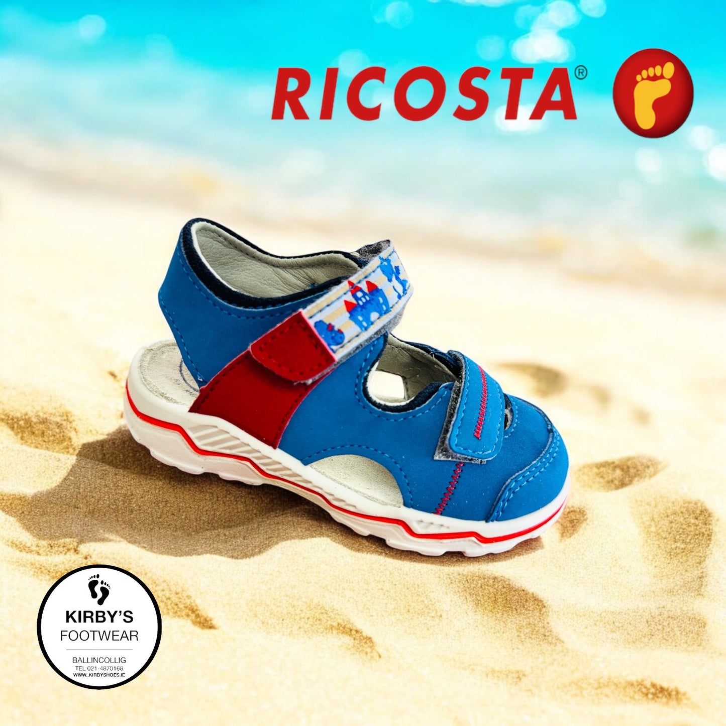 Ricosta Dobby - water friendly closed sandal blue red