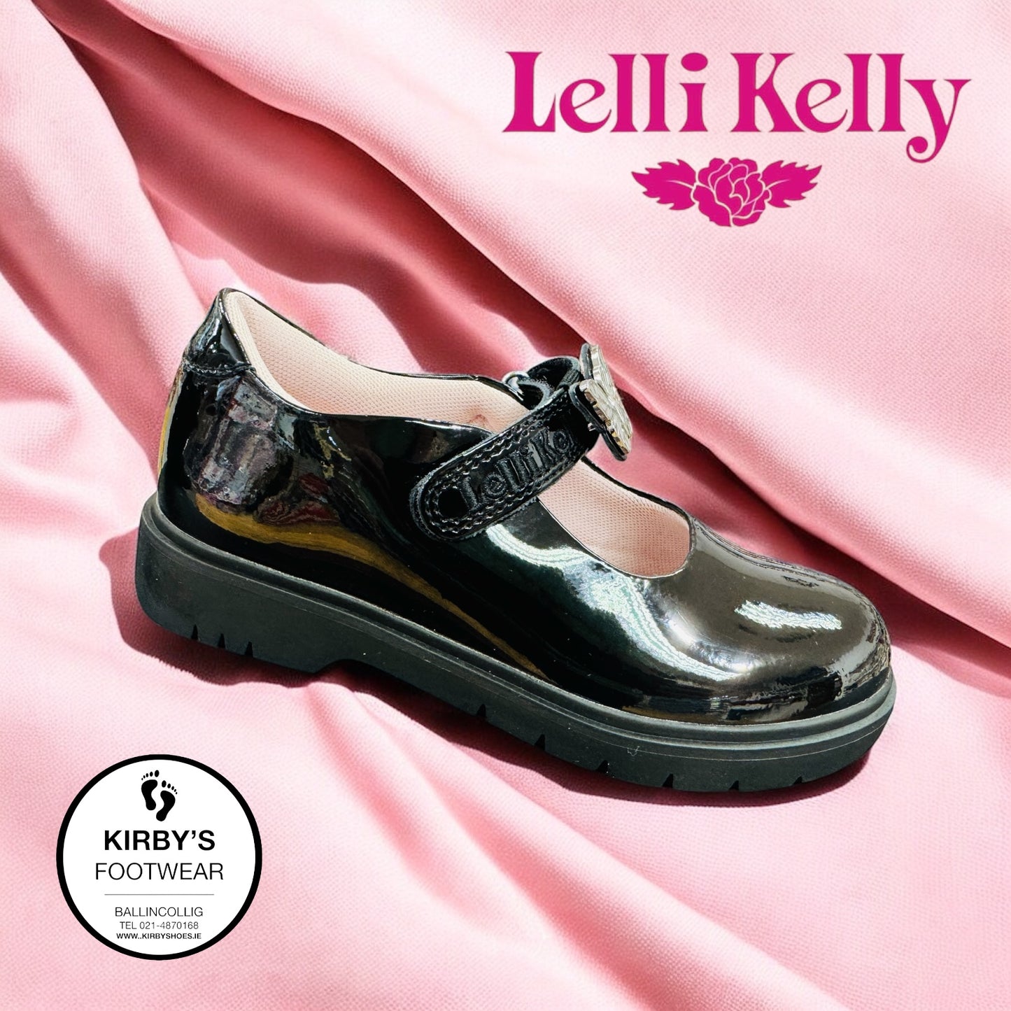 Lelli Kelly Delilah black patent butterfly/bow
