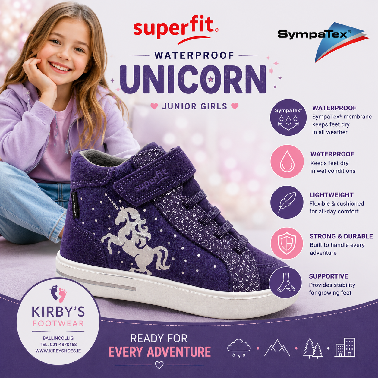 Superfit Stella unicorn waterproof boot navy