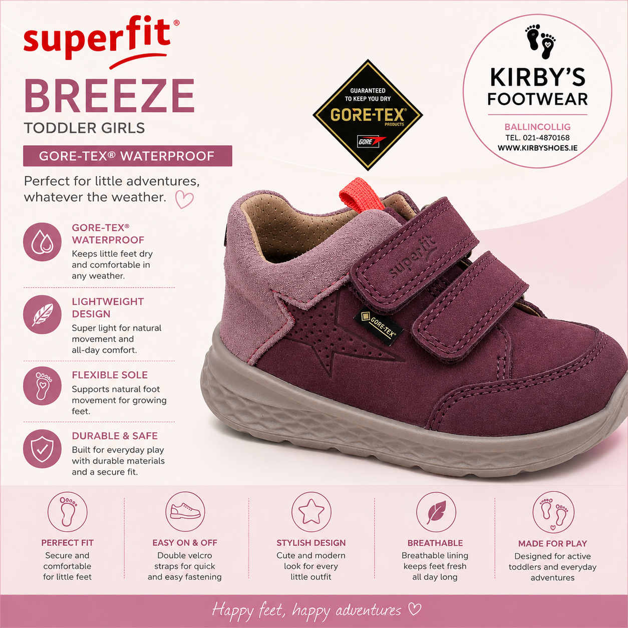SuperFit Breeze - wine - Waterproof goretex - Kirbys Footwear Ltd