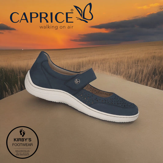 Caprice navy strap shoe 22156