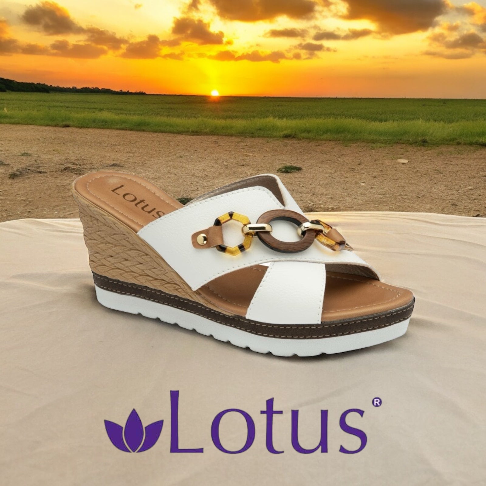 Lotus Vigilio wedge mule white Kirbys Footwear Ltd