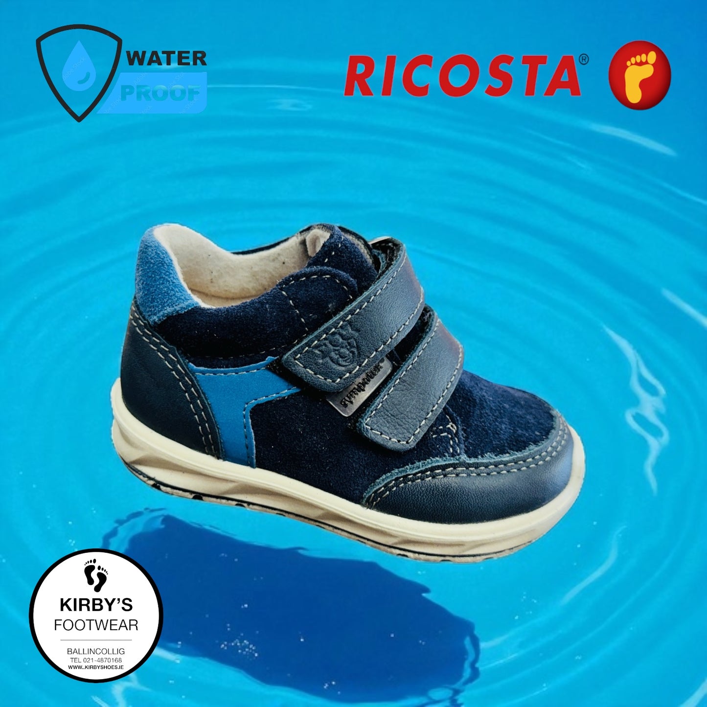 Ricosta Carlo navy velcro boot waterproof leather
