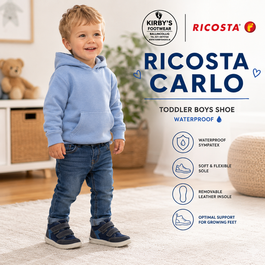 Ricosta Carlo navy velcro boot waterproof leather - Kirbys Footwear Ltd