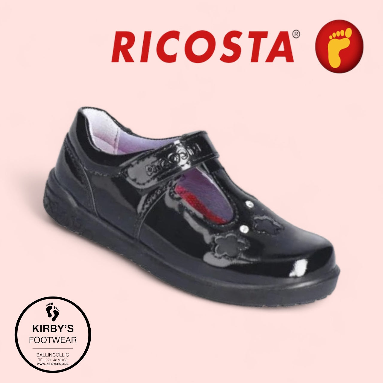 Ricosta Leona black patent t-bar - Kirbys Footwear Ltd