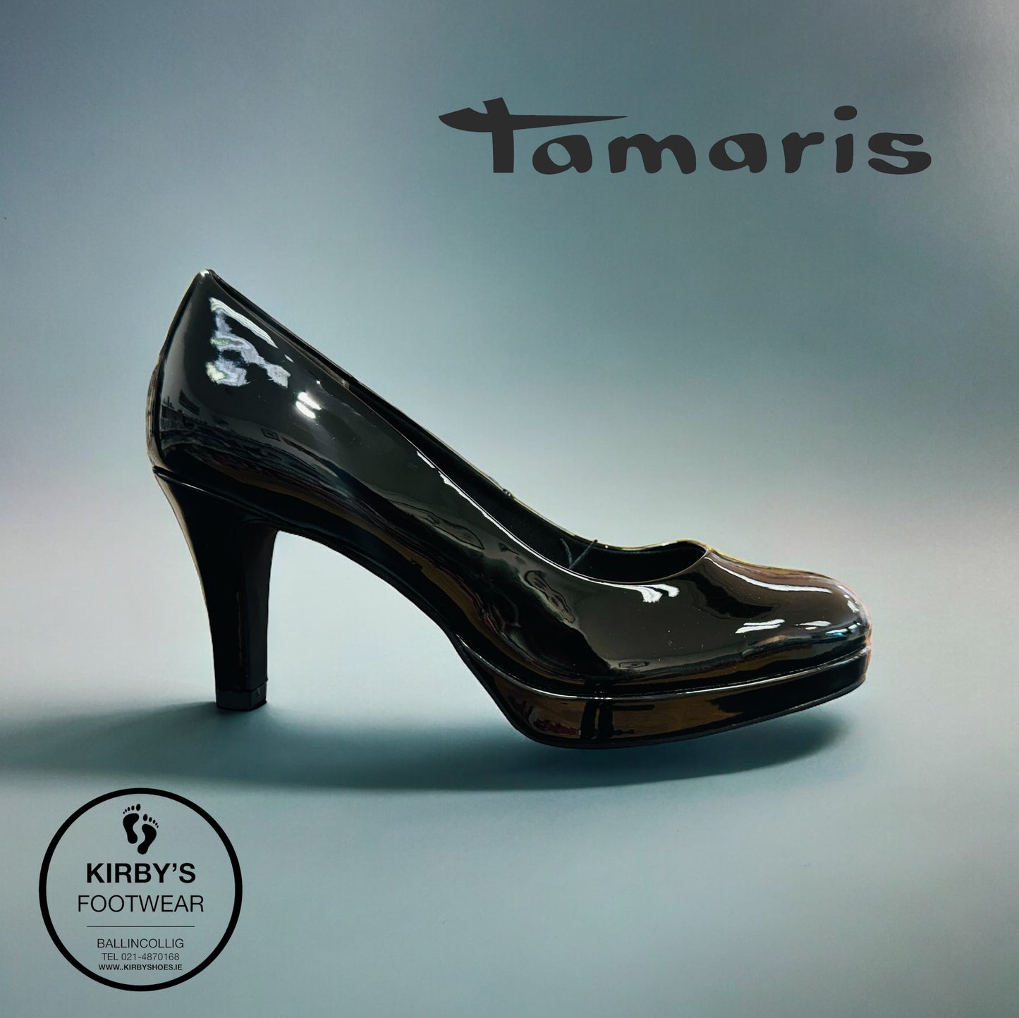Tamaris court black patent 22432 - Kirbys Footwear Ltd