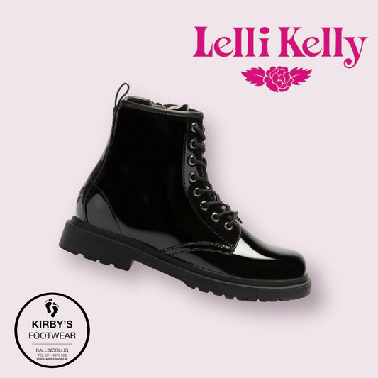 Lelli Kelly Harper boot black patent - side zip