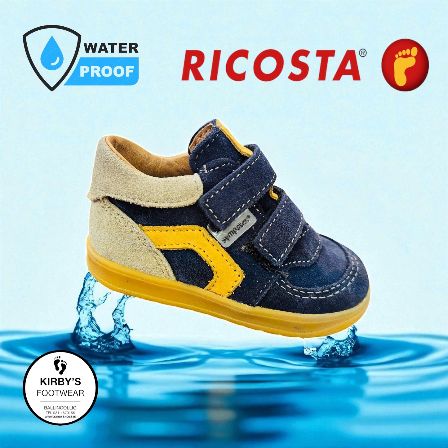 Ricosta Nuri navy velcro boot waterproof