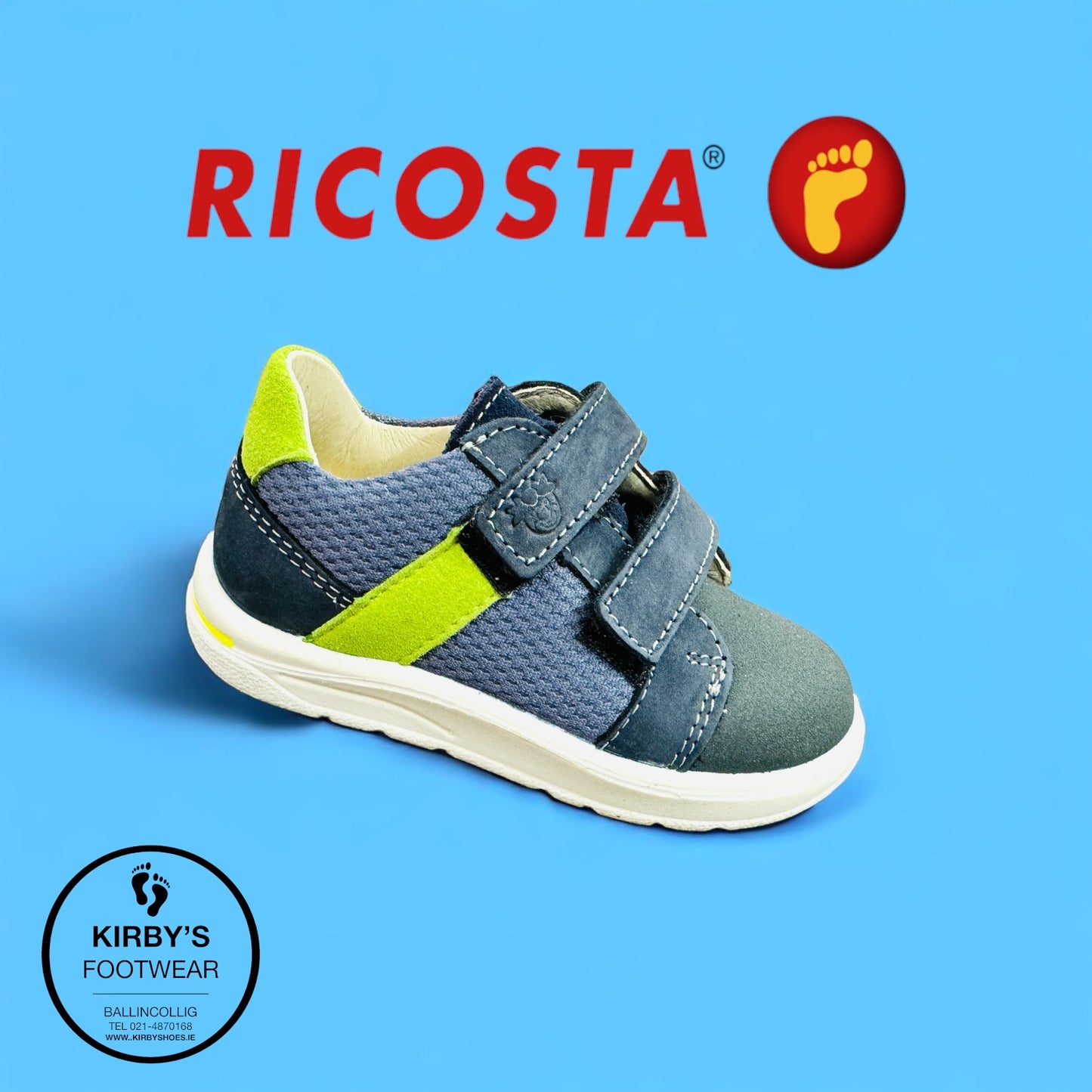 Ricosta Riley navy green leather velcro