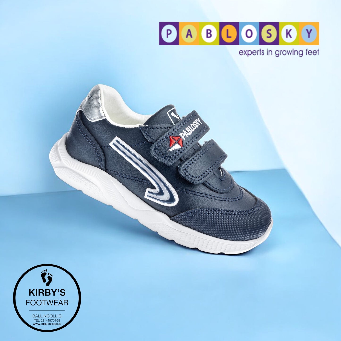 Pablosky trainer navy velcro 204020 - Kirbys Footwear Ltd