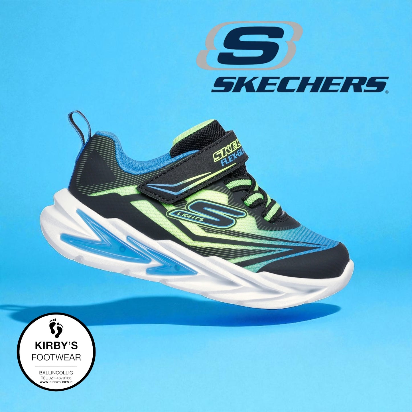 Skechers Flex glow lights - black green