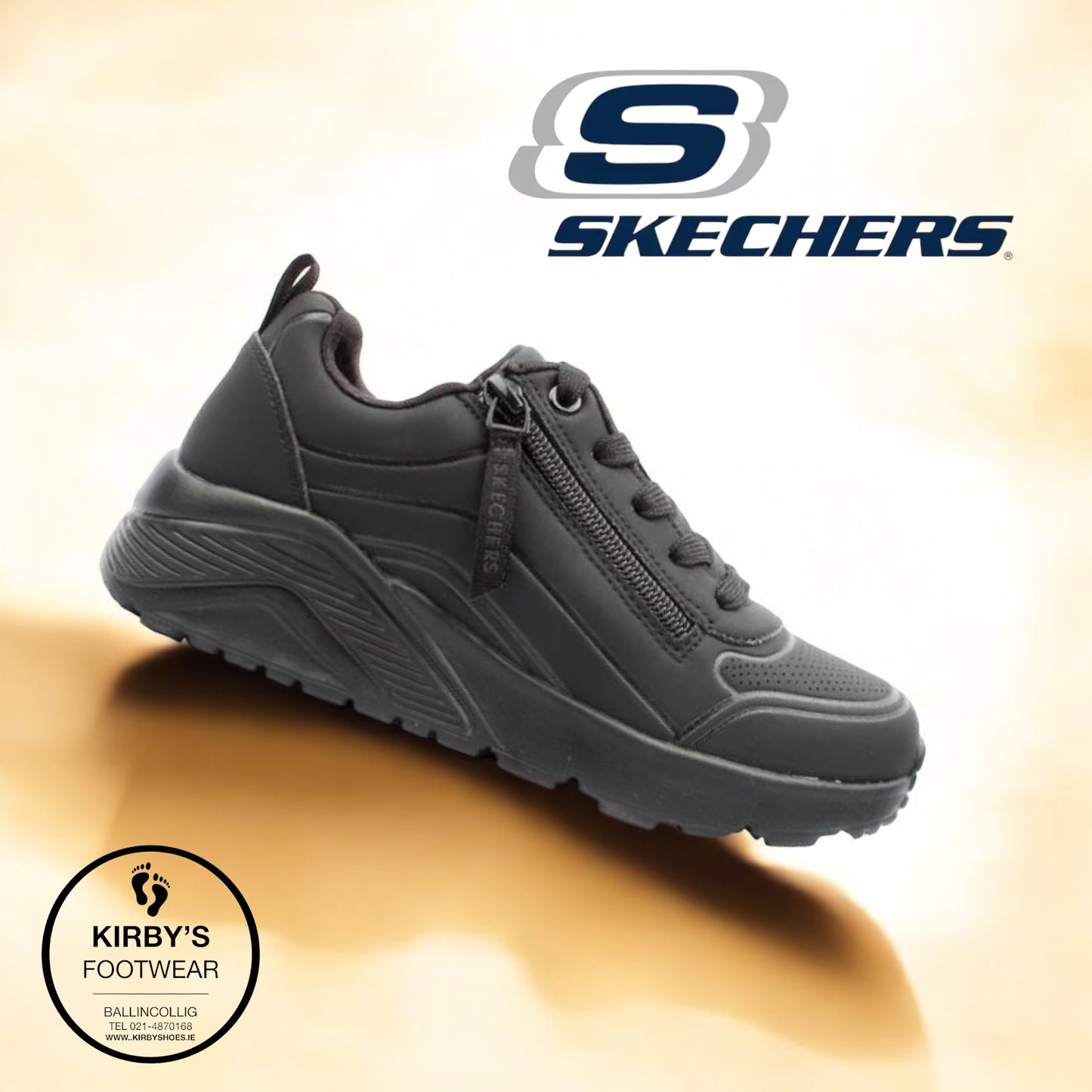 Skechers Uno lite easy zip - black