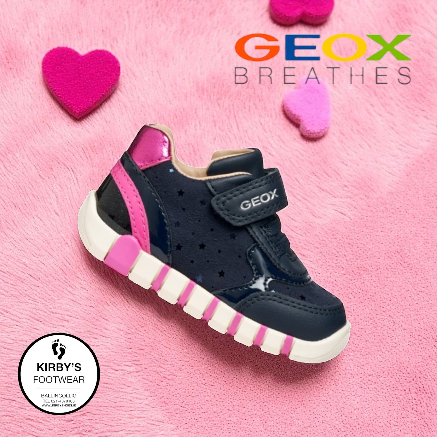 Geox Iupidoo velcro navy pink
