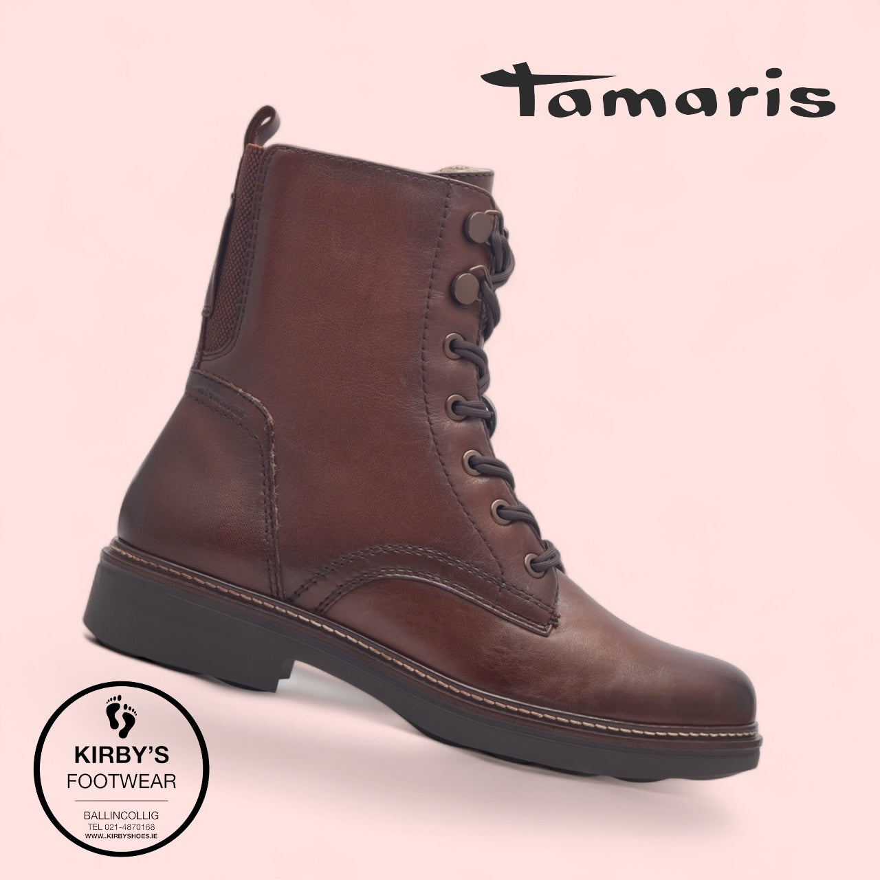Tamaris chestnut leather boot 85107 - easy stretch